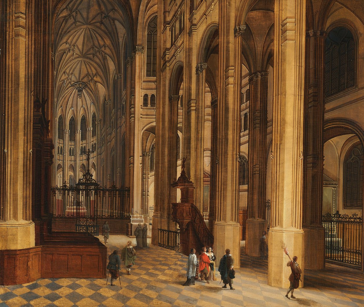 Church interior (View into the choir of St. Eustache, Paris) by Pieter the Younger Neeffs