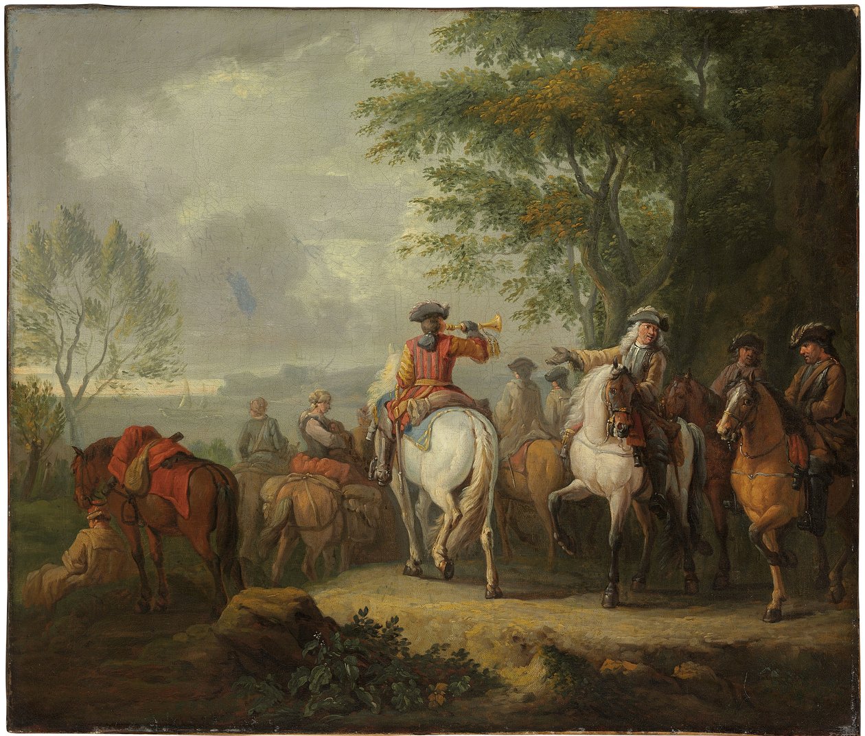 Cavaliers setting off on a journey by Pieter van Bloemen