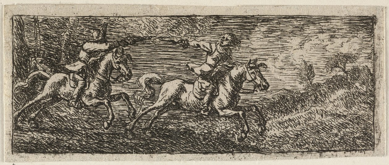 Two Horsemen Fighting by Pieter van Laer