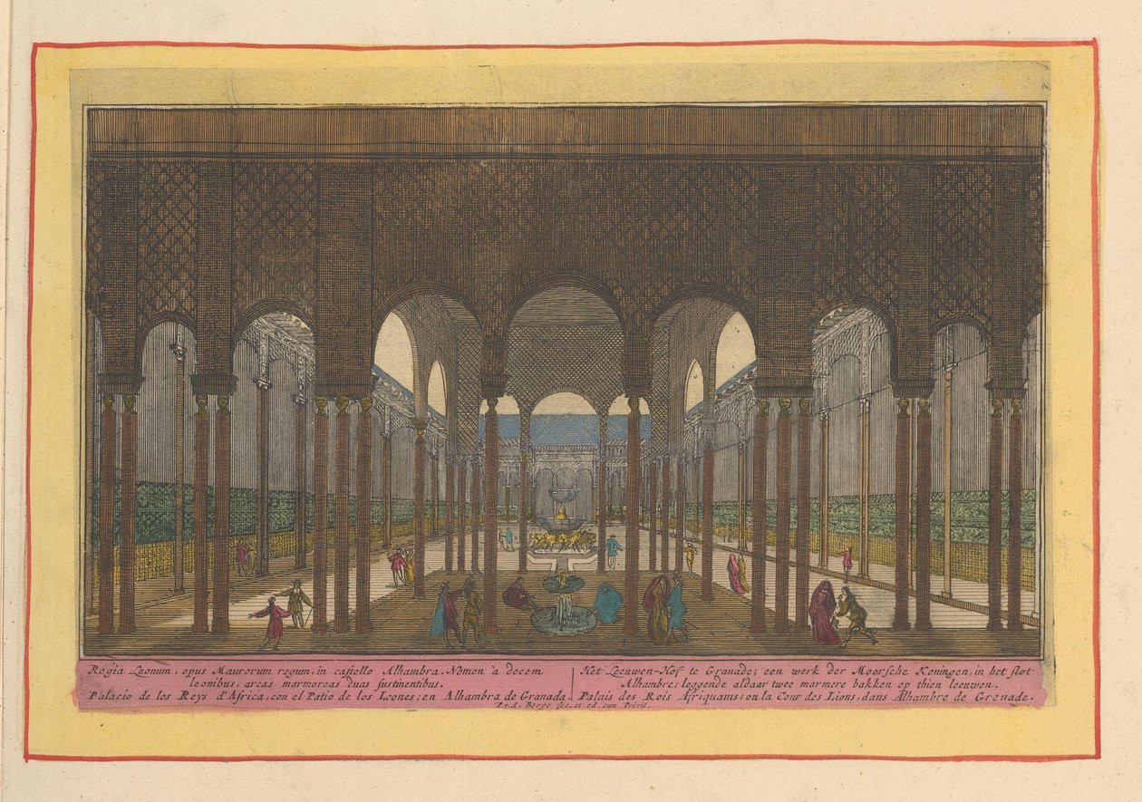 View of the Lion Court in the Alhambra in Granada by Pieter van den Berge