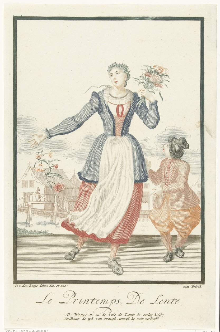 Young Woman with a Bouquet of Flowers (Spring / The Four Seasons series) by Pieter van den Berge