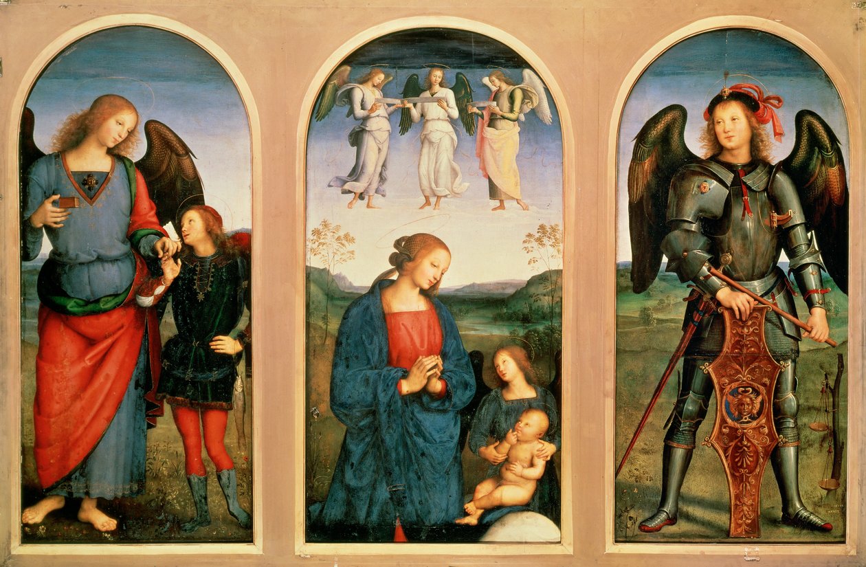 The Virgin with Angels and Archangels Raphael with Young Tobias by Pietro (after) Perugino