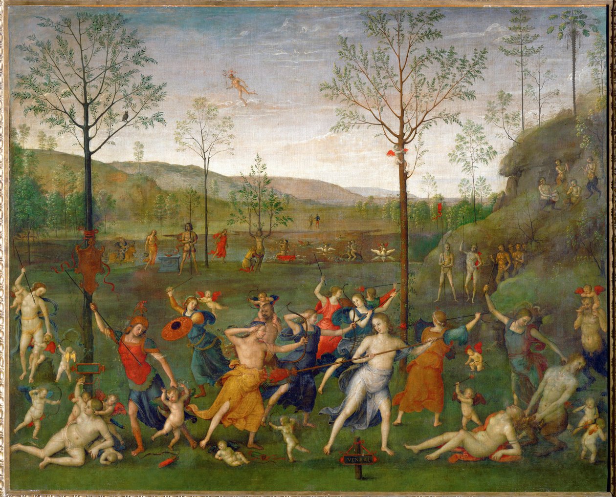 The battle between Love and Chastity by Pietro (studio of) Perugino