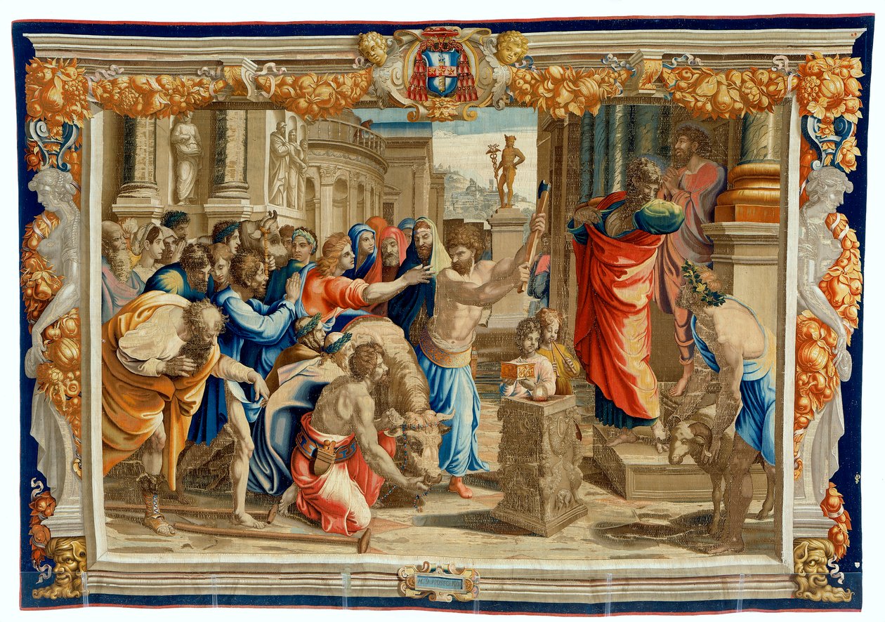 Seventeenth Century Tapestry Depicting the Sacrifice of Lystra by Pietro 1579 1669 Fevère