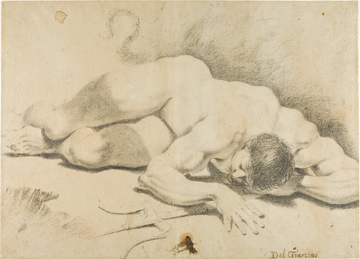 Reclining Male Nude, with Trident by Pietro Faccini