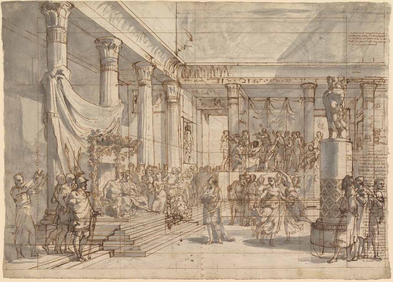 Timotheus Playing the Lyre before Alexander and Thaïs in the Hall of the Palace at Persepolis by Pietro Fancelli