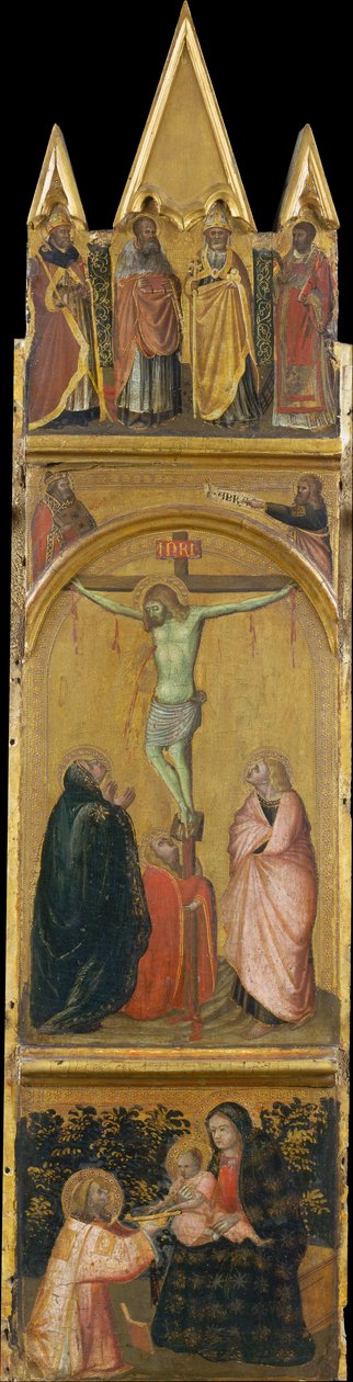 Crucifixion, Virgin and Child with a Deacon by Pietro Lorenzetti