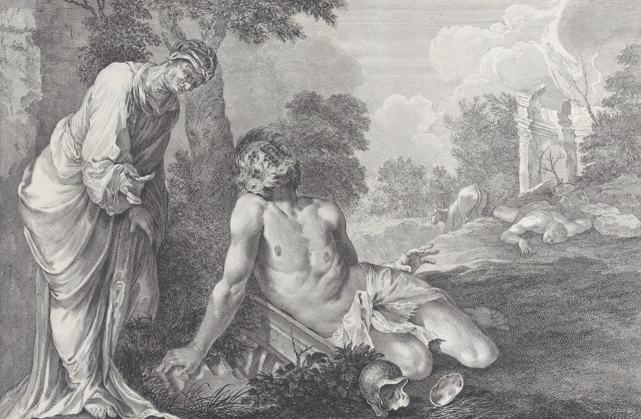 Job rebuked by his wife, 1730-39 by Pietro Monaco