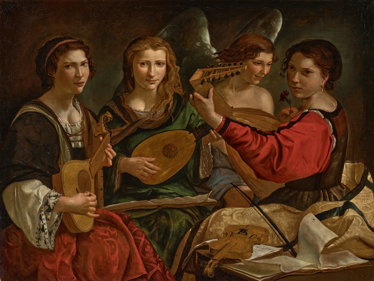 Lute players and an angel by Pietro Paolini