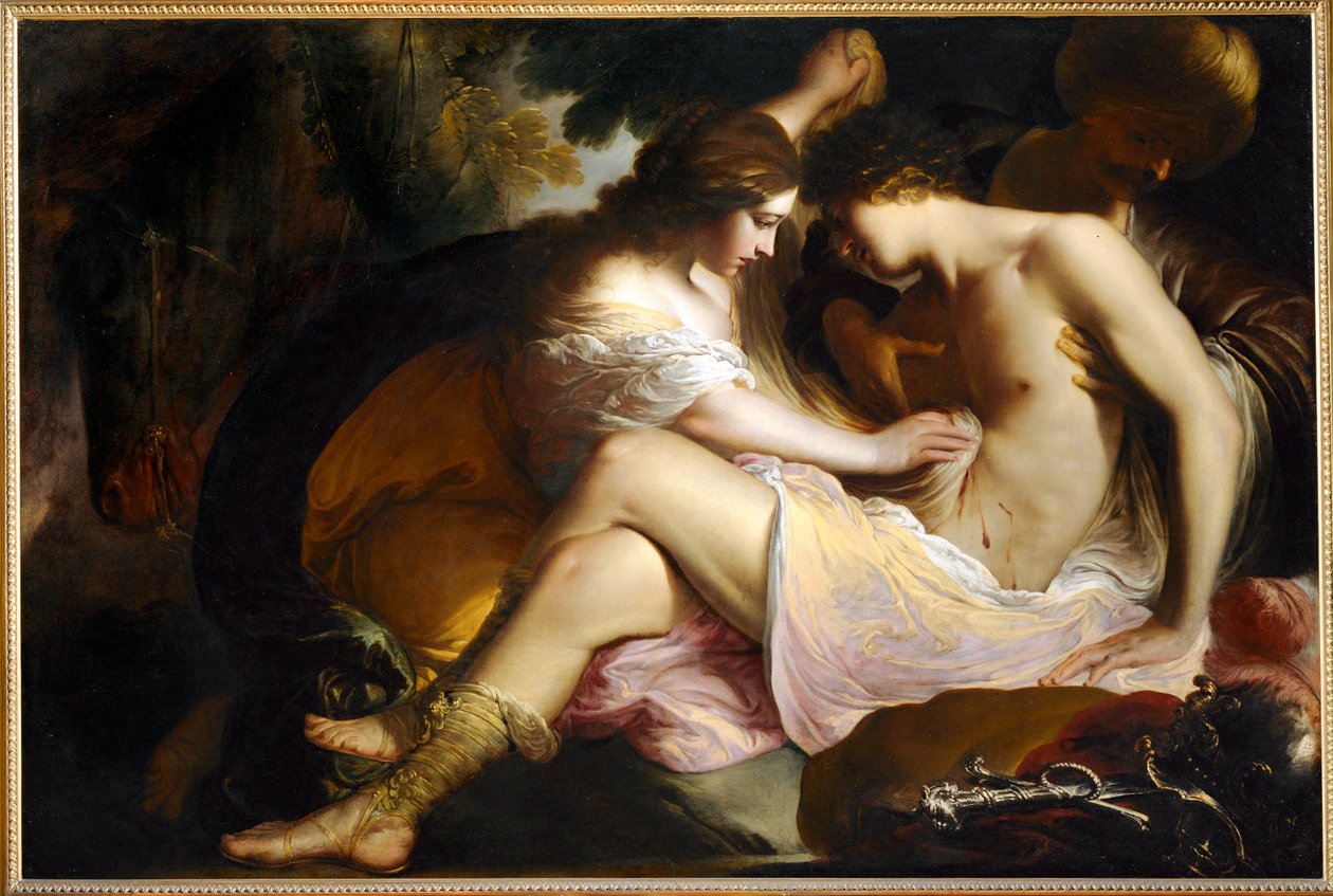 Tancred Wounded, Tended by Hermione, After the Duel with Argante the Saracen by Pietro Ricci