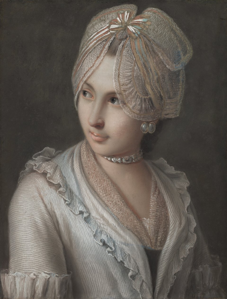 An Elegant Young Lady with a Lace Cap by Pietro Antonio Rotari