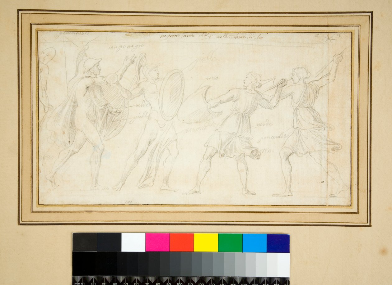 Two Amazons Fighting Against Two Warriors