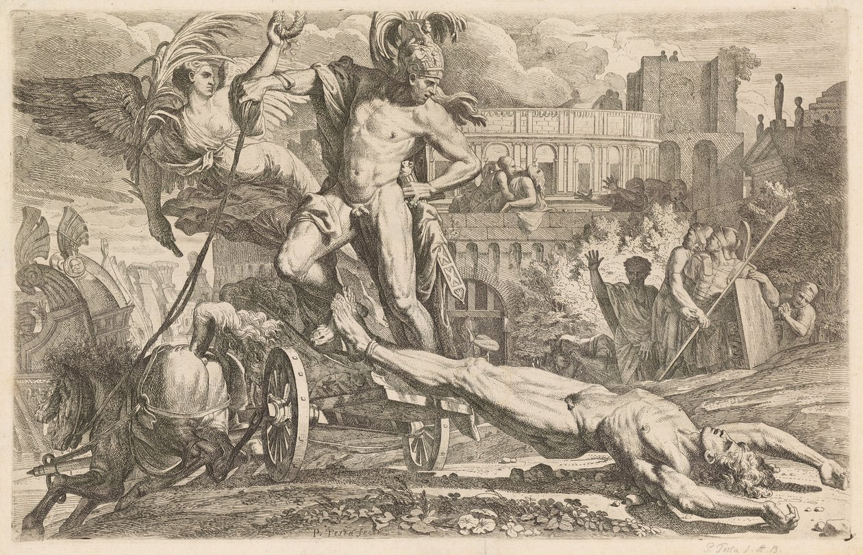 Achilles Dragging the Body of Hector Around the Walls of Troy by Pietro Testa