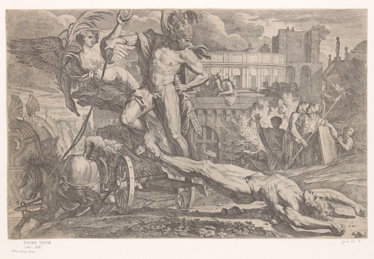 Achilles with the Body of Hector Behind His Chariot by Pietro Testa
