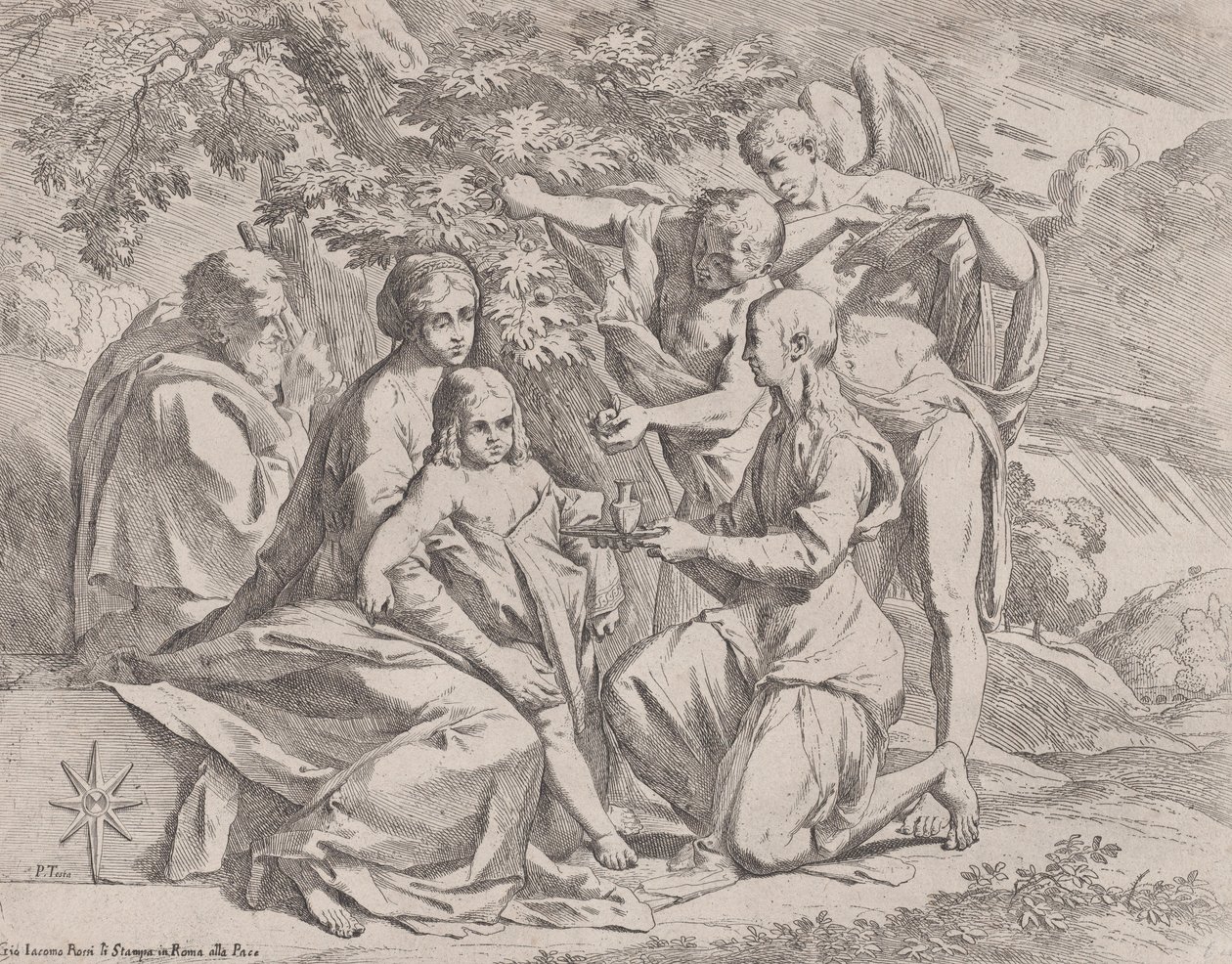 The Holy Family fed by Angels, ca. 1642-44 by Pietro Testa