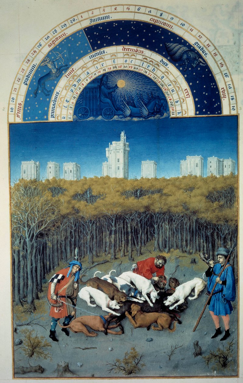 December: Hunting Scene by Pol de Limbourg