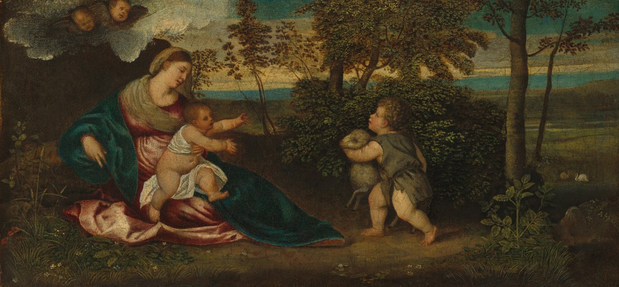 Madonna and Child and the Infant Saint John in a Landscape by Polidoro Lanzani
