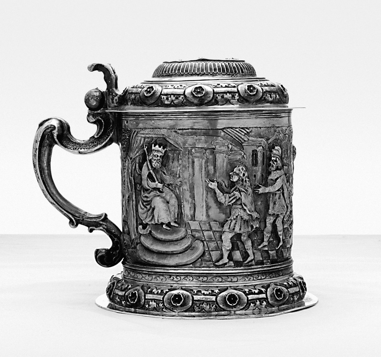 Tankard, the Sides Repousse and Chased with Scenes from the Life of Joseph, Danzig, c.1690 by Polish School