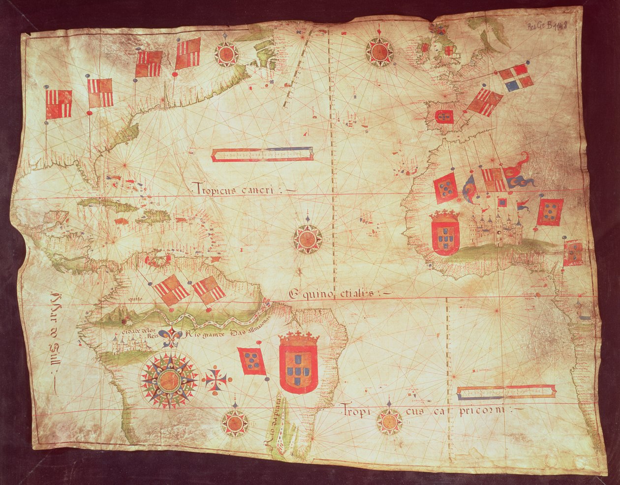 Map of the Atlantic Ocean, c.1550 by Portuguese School