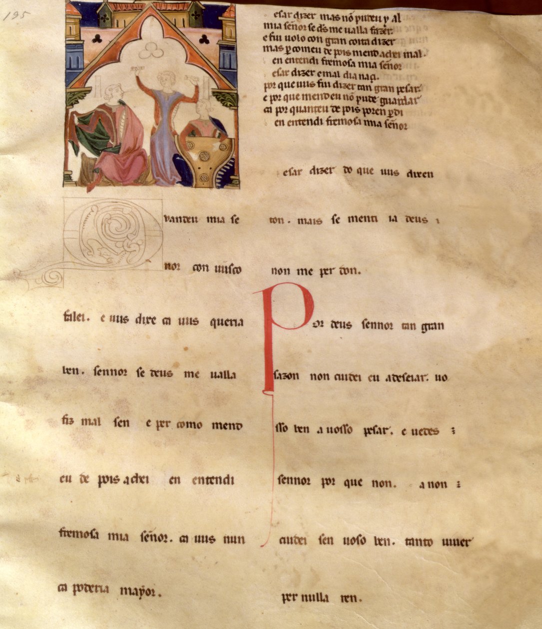 Ajuda Song Verses, Page 195R, 13th-15th century by Portuguese School
