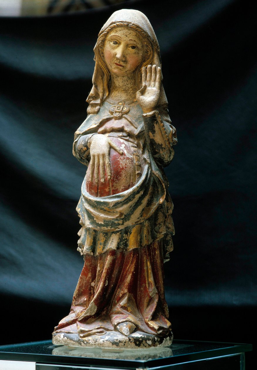 Representation of the Pregnant Virgin with a Hand on Her Belly by Portuguese School