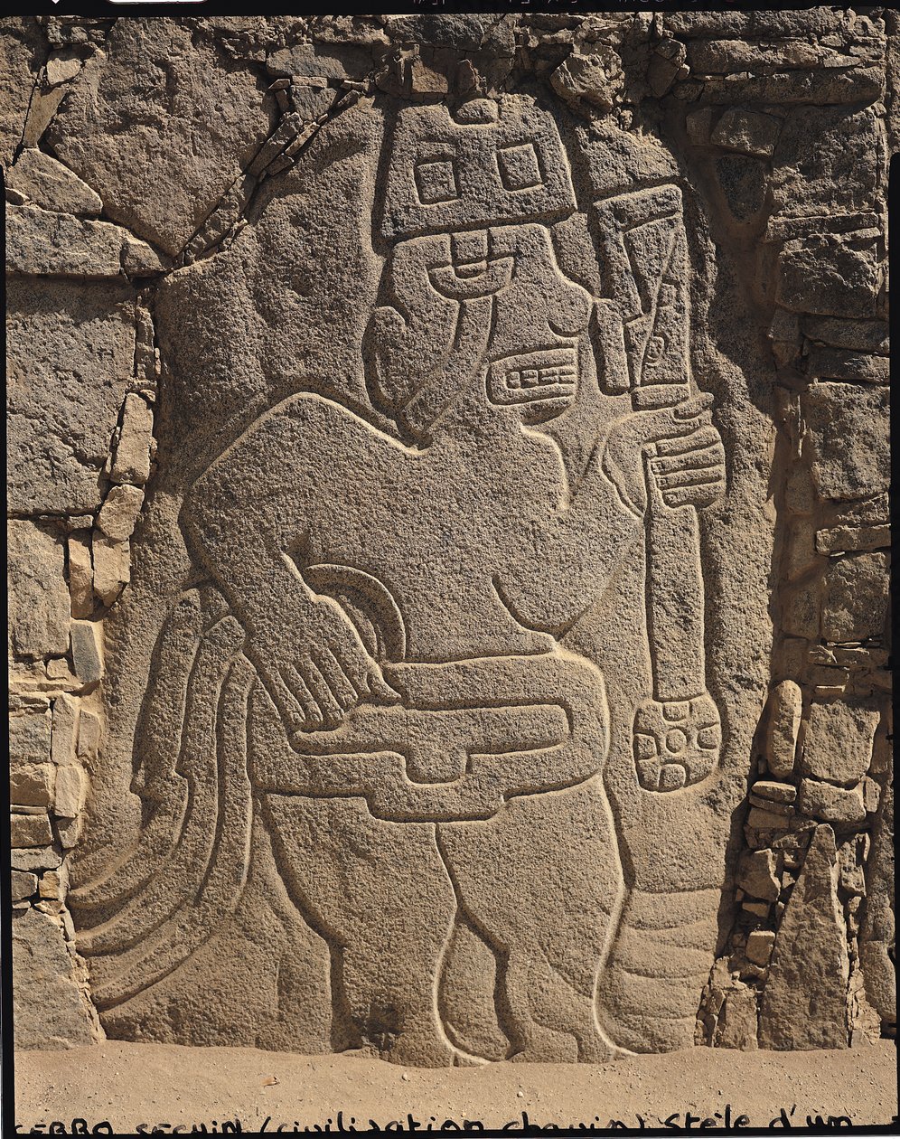 Stela Depicting a Warrior Holding a Club, Chavin Culture by Pre Columbian