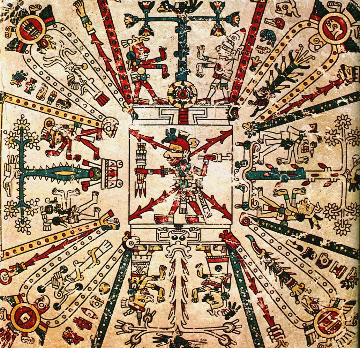 Aztec god Xiuhtecuhtli. The Codex Fejérváry-Mayer, 15th century by Pre Columbian art
