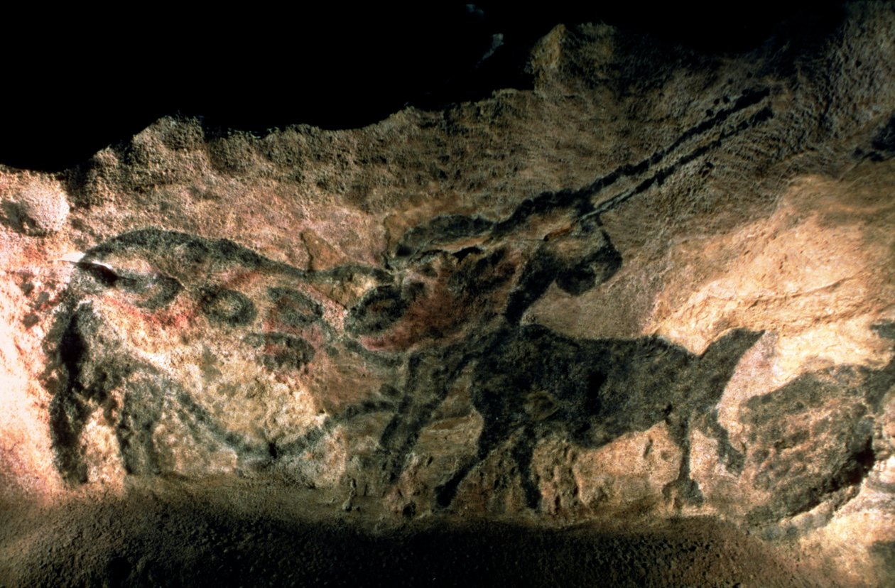 Rock painting of a horned animal, c.17000 BC by Prehistoric