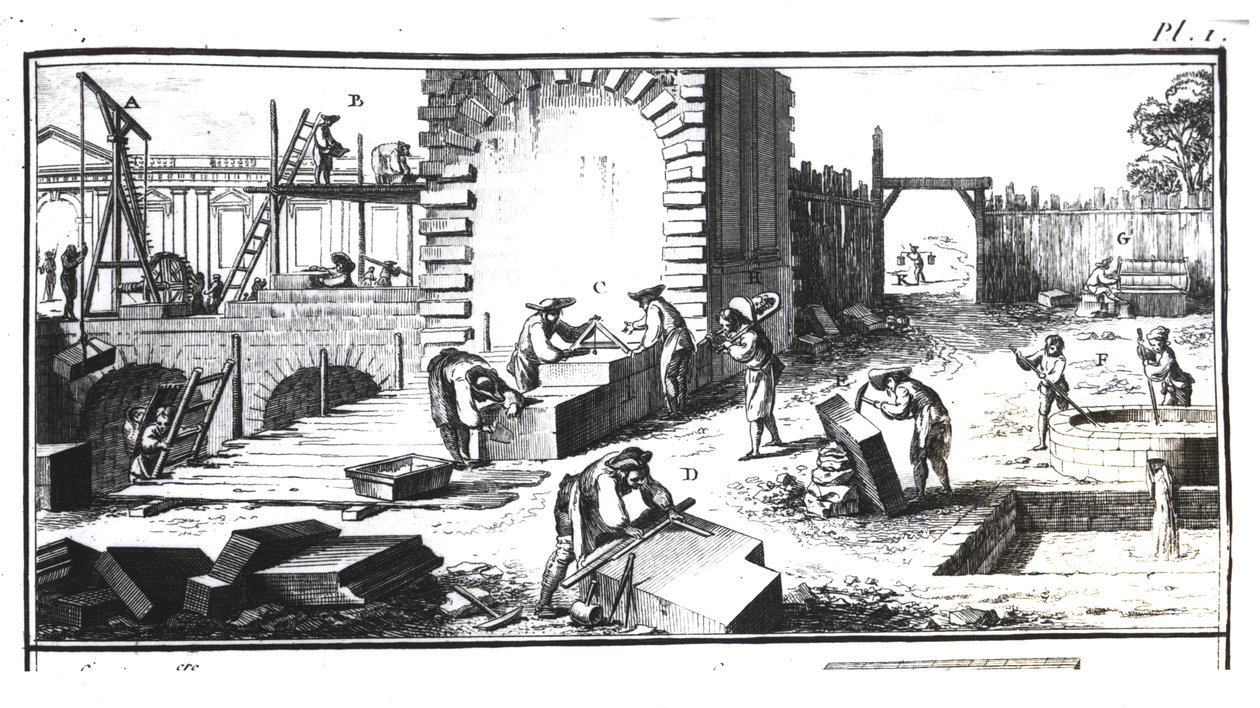 Stonemasons at Work by Abbé Prévost