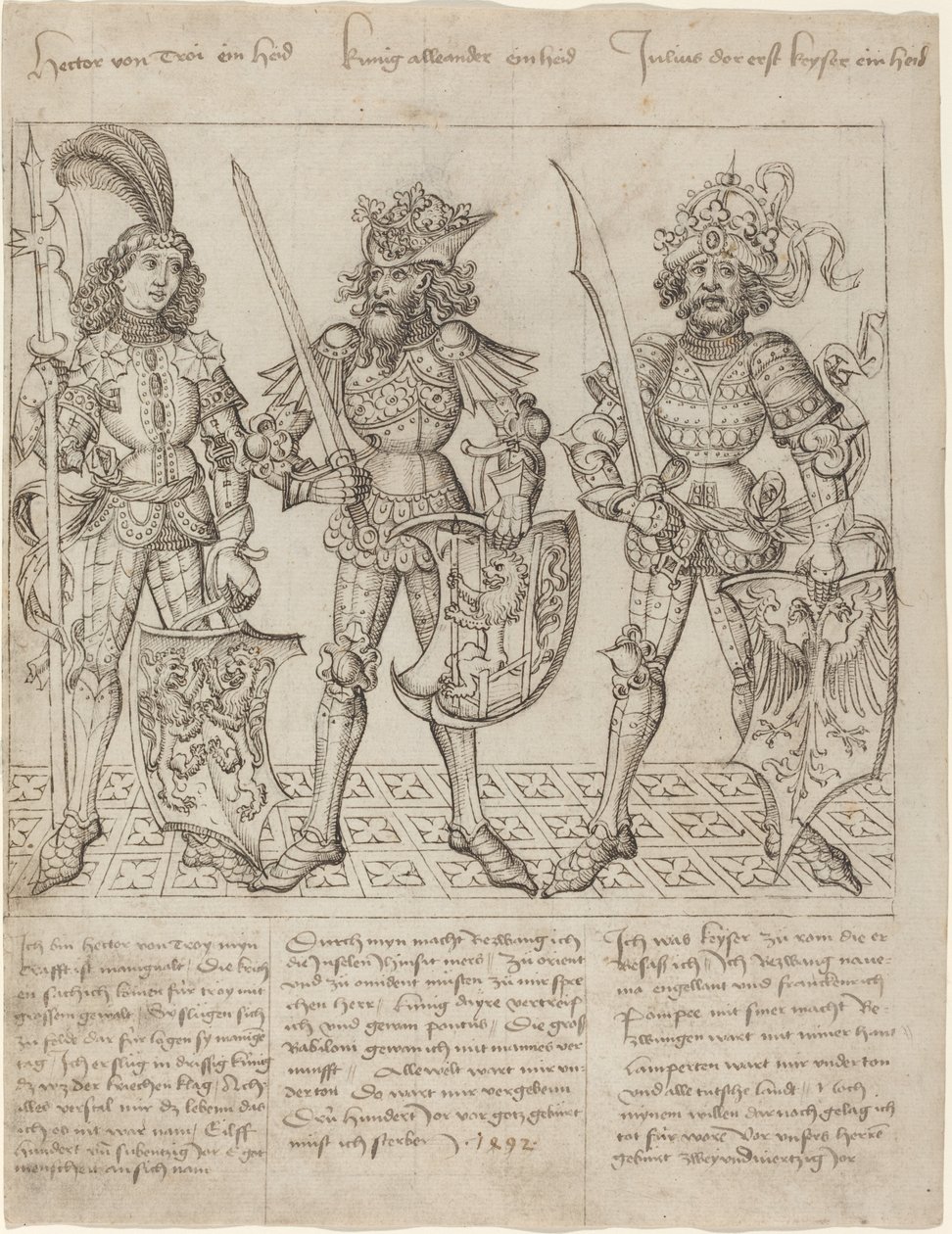Hector of Troy, Alexander the Great and Julius Caesar by Primary Master of the Strassburg Chronicle
