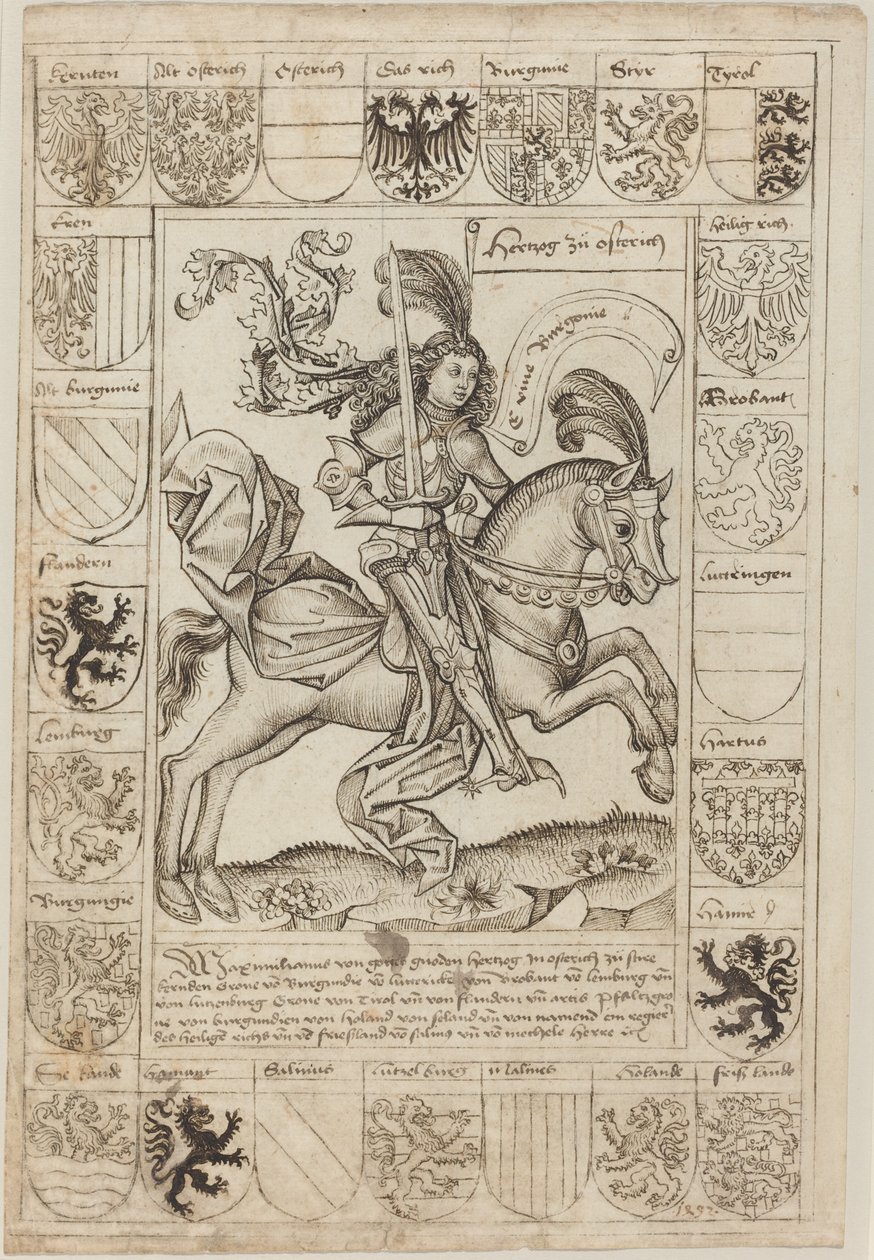 Maximilian, Duke of Austria, on Horseback by Primary Master of the Strassburg Chronicle