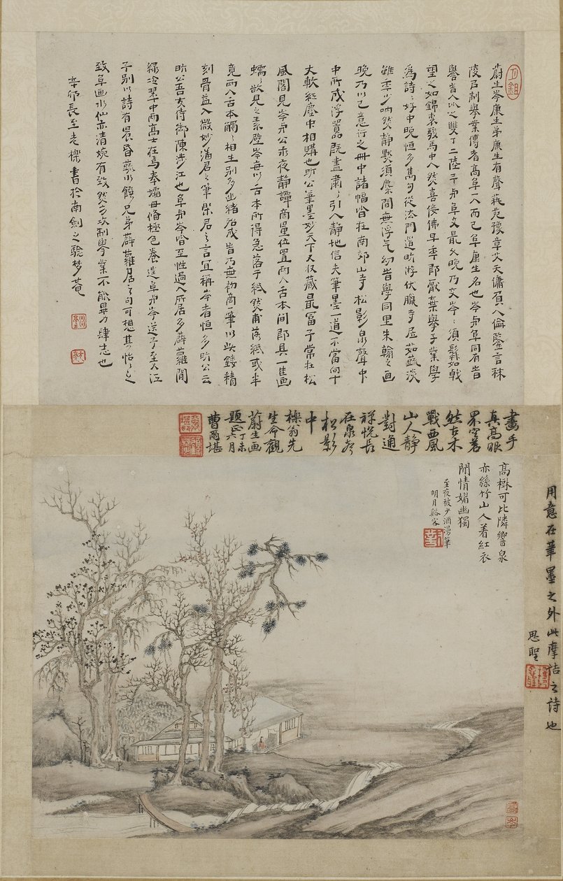 A Scholar in his Mountain Studio by Qing Dynasty Chinese School