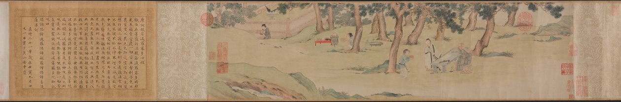 Zhao Mengfu Writing the Heart (Hridaya) Sutra in Exchange for Tea by Qiu Ying