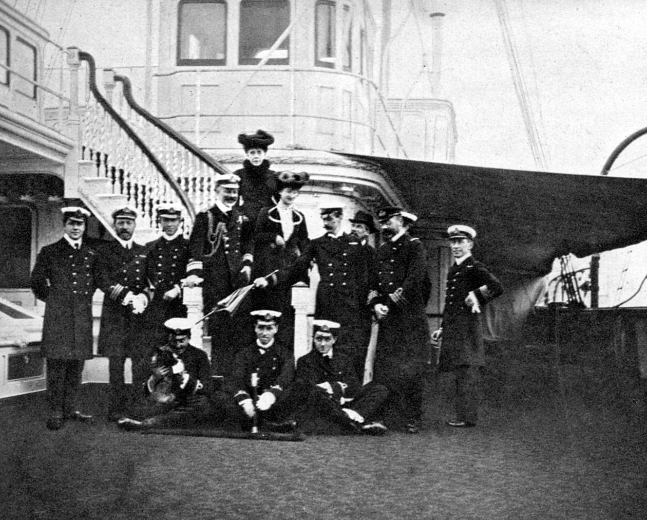 Group portrait on board the royal yacht Victoria and Albert, Copenhagen, 1908 by Queen Alexandra