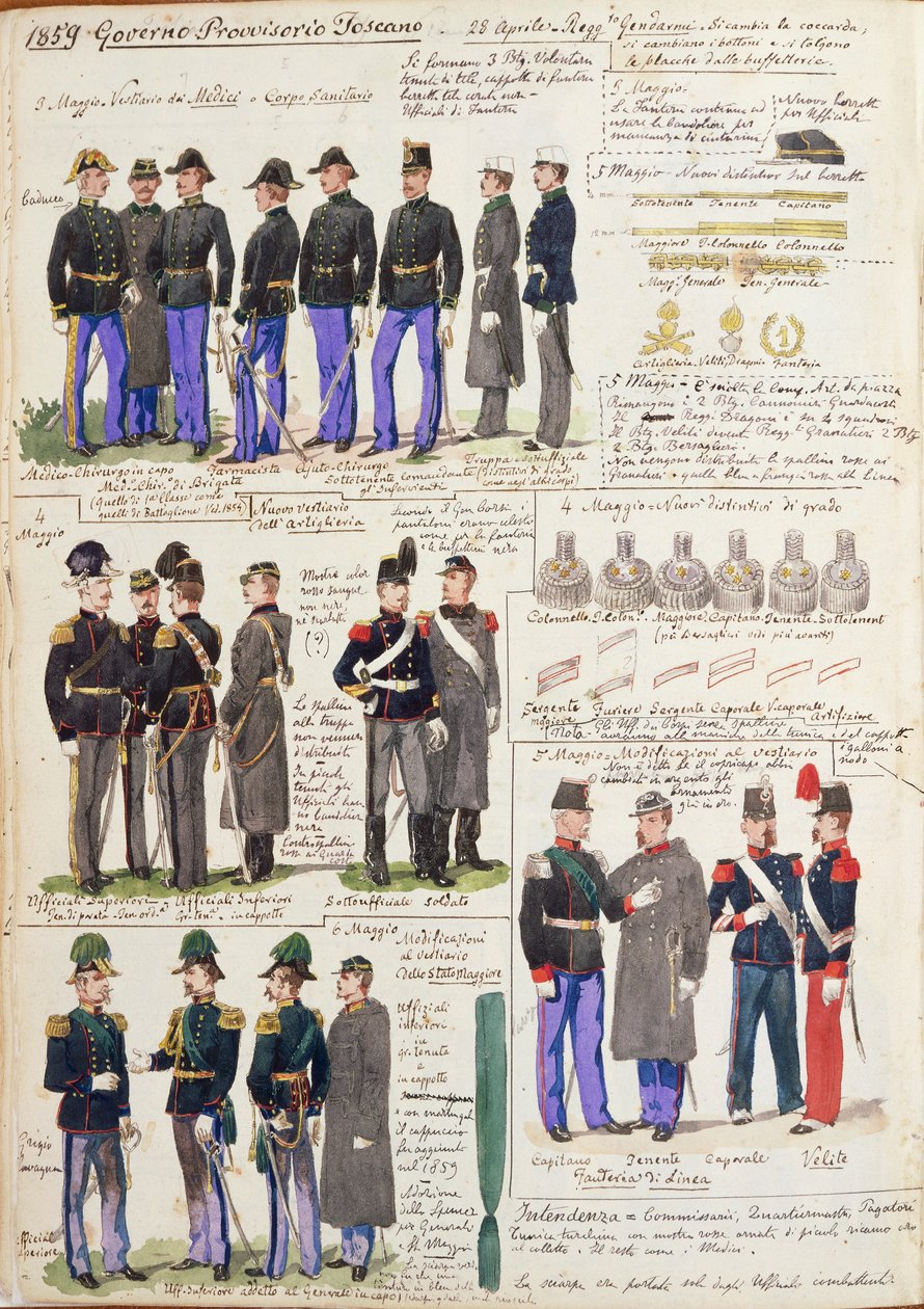 Uniforms and badges of provisional government of Tuscany by Quinto Cenni