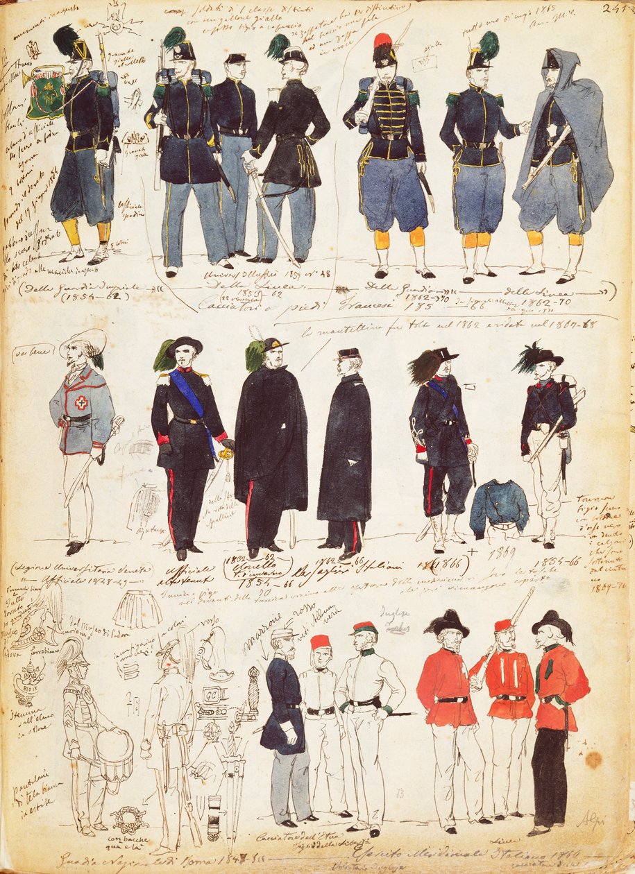 Various Italian Uniforms in Common Use Between 1847 and 1870 by Quinto Cenni