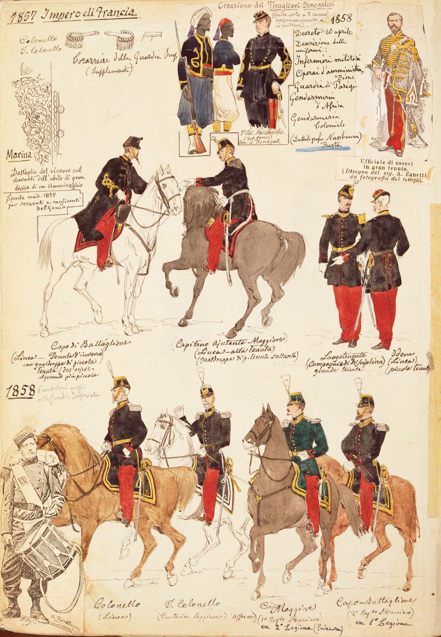 Various uniforms of the Kingdom of France, by Quinto Cenni by Quinto Cenni