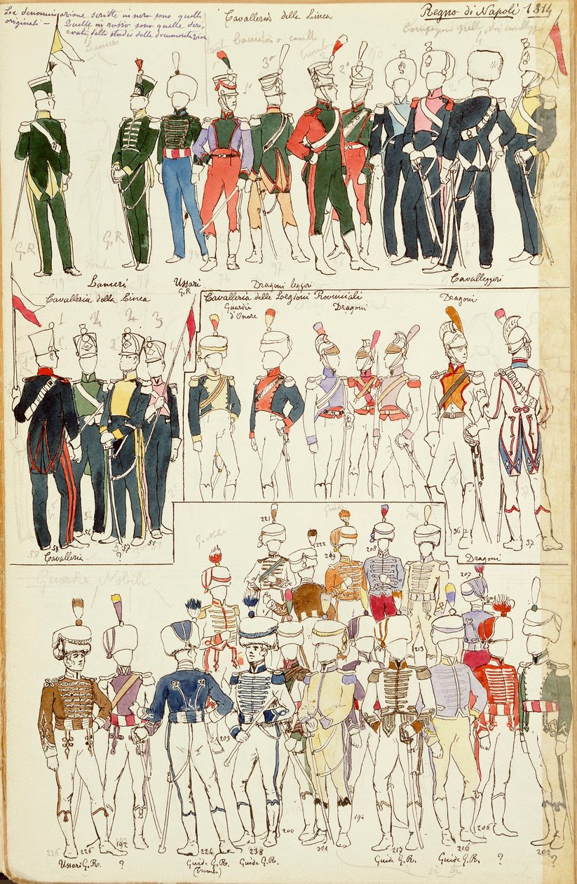 Various uniforms of the Kingdom of Naples from 1814 by Quinto Cenni