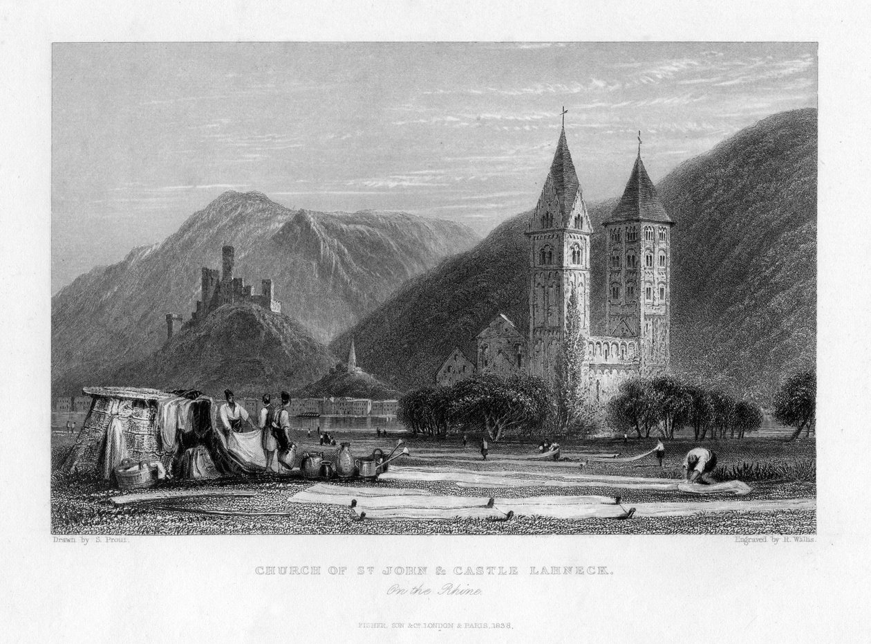 Church of St John and Castle Lahneck on the Rhine by R. Wallis
