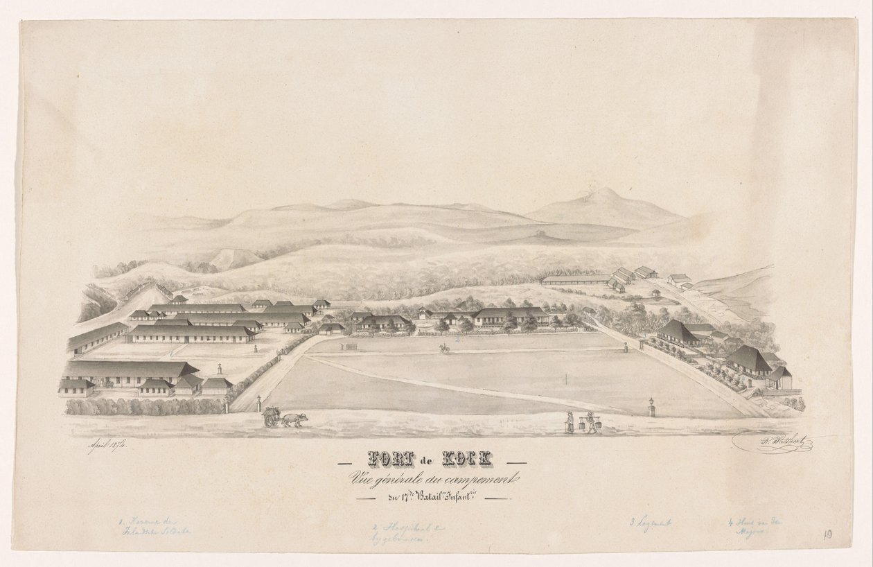 View of Fort de Kock by R. Walthert (signed by artist)