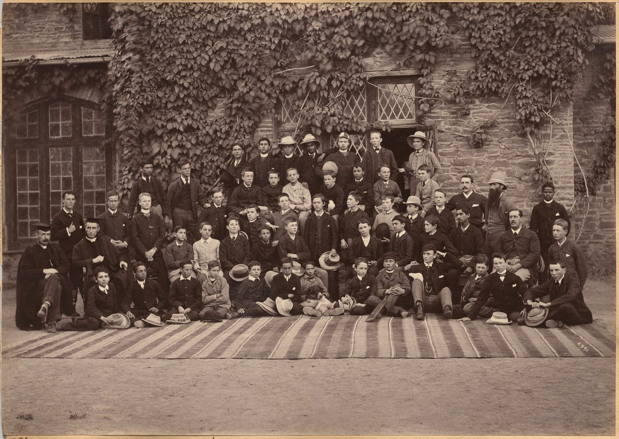 Middle Class Students and Staff, Bishop Cotton School, Shimla (verso) by Raja Deen Dayal