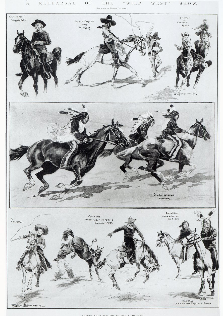 A Rehearsal of the Wild West Show at Olympia by Ralph Cleaver