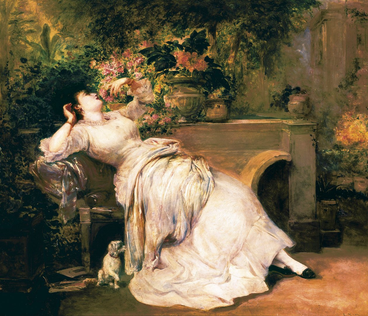 Woman in a garden by Ramón Martí Alsina