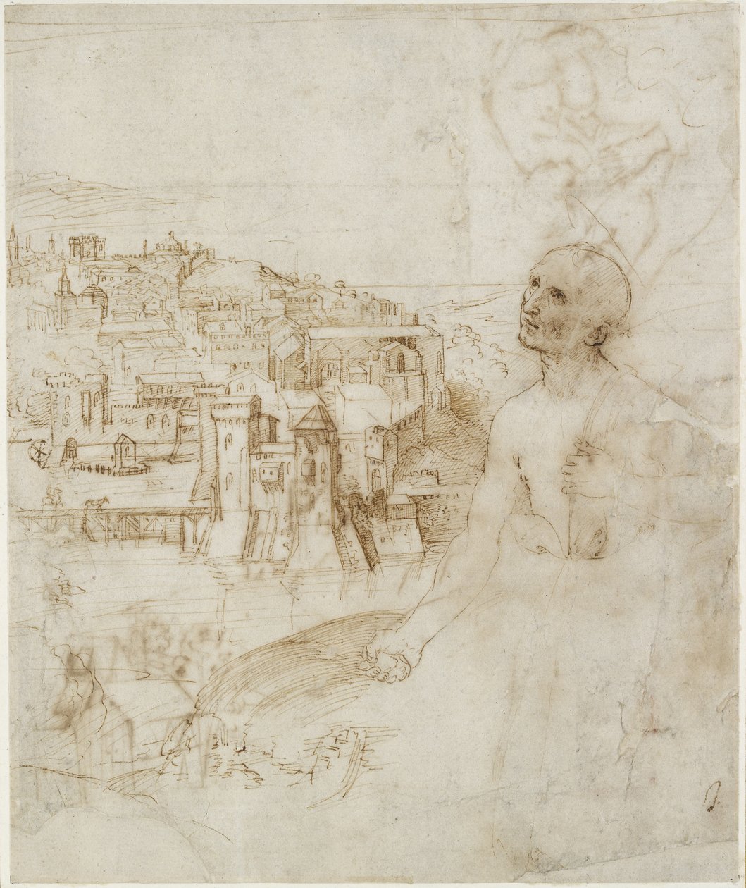 View of the City of Perugia, with the Penitent St Jerome in the Foreground [recto] by Raffaello Sanzio Raphael