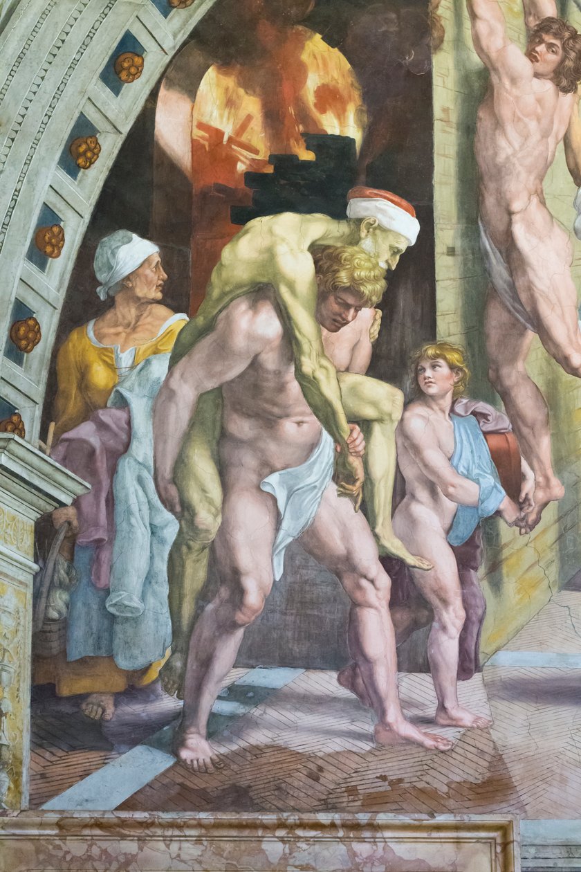 The Fire in the Borgo (detail) by Raphael (1483-1520) (& studio)