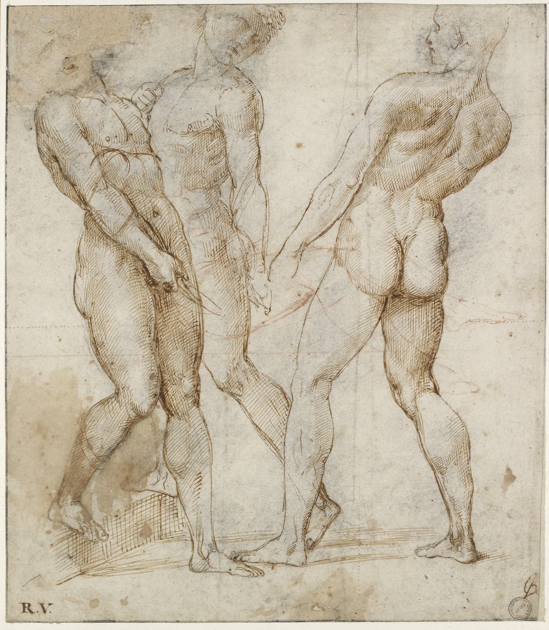 Three Nude Bearers (study for the Entombment of Christ) by Raphael
