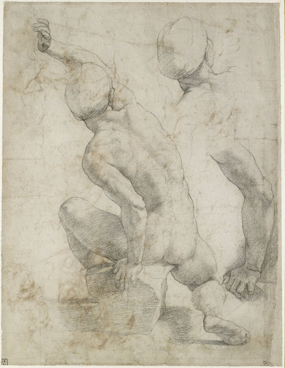 Nude Man Seated on a Stone by Raffaello Sanzio Raphael