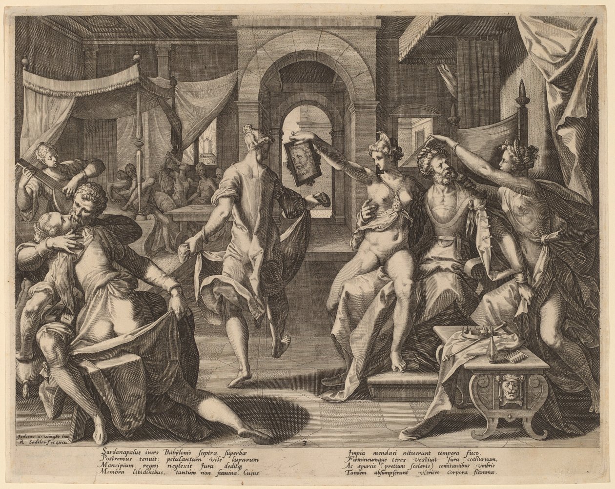 Sardanapalus among the Concubines, 1589 by Raphael Sadeler