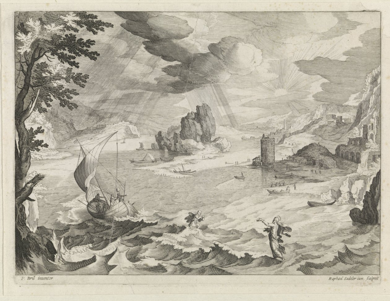 Seascape with Christ and His Disciples in the Storm on the Sea of Galilee by Raphaël Sadeler (II)