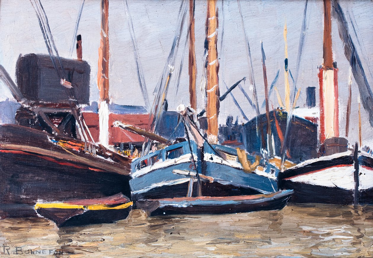 Boats in a Harbour by Raymond Bonnefon